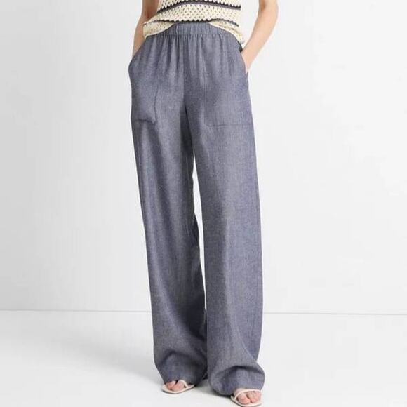 Vince Casual Pull-On Pant in Mid indigo Blue Linen V100622422 XS XSmall NEW NWT - Picture 1 of 6